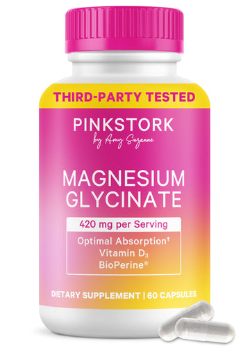 Pink Stork Magnesium Glycinate with Vitamin D - Magnesium Supplement for Women to Support Natural Calm, Mood, and Sleep - Hormone Balance for Women - 60 Capsules, 1 Month Supply Pink Stork Au supplements