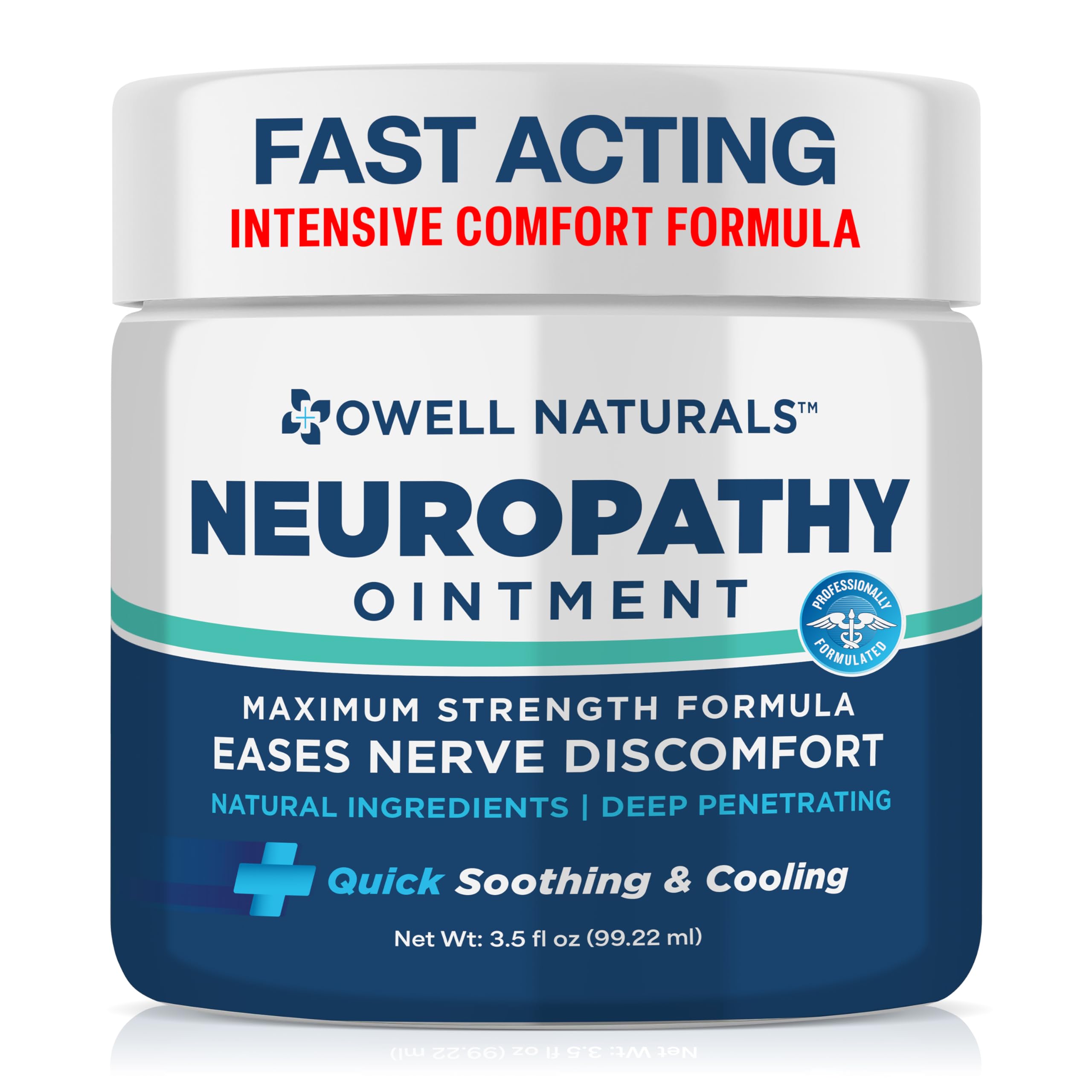 Owell Naturals Neuropathy Nerve Ointment for Feet, Fingers, Hands, Toes, Back, Legs & Arms - Fast-Acting Formula, Max Strength, Cooling Effect, 3.5 Fl Oz Owell Naturals Au supplements