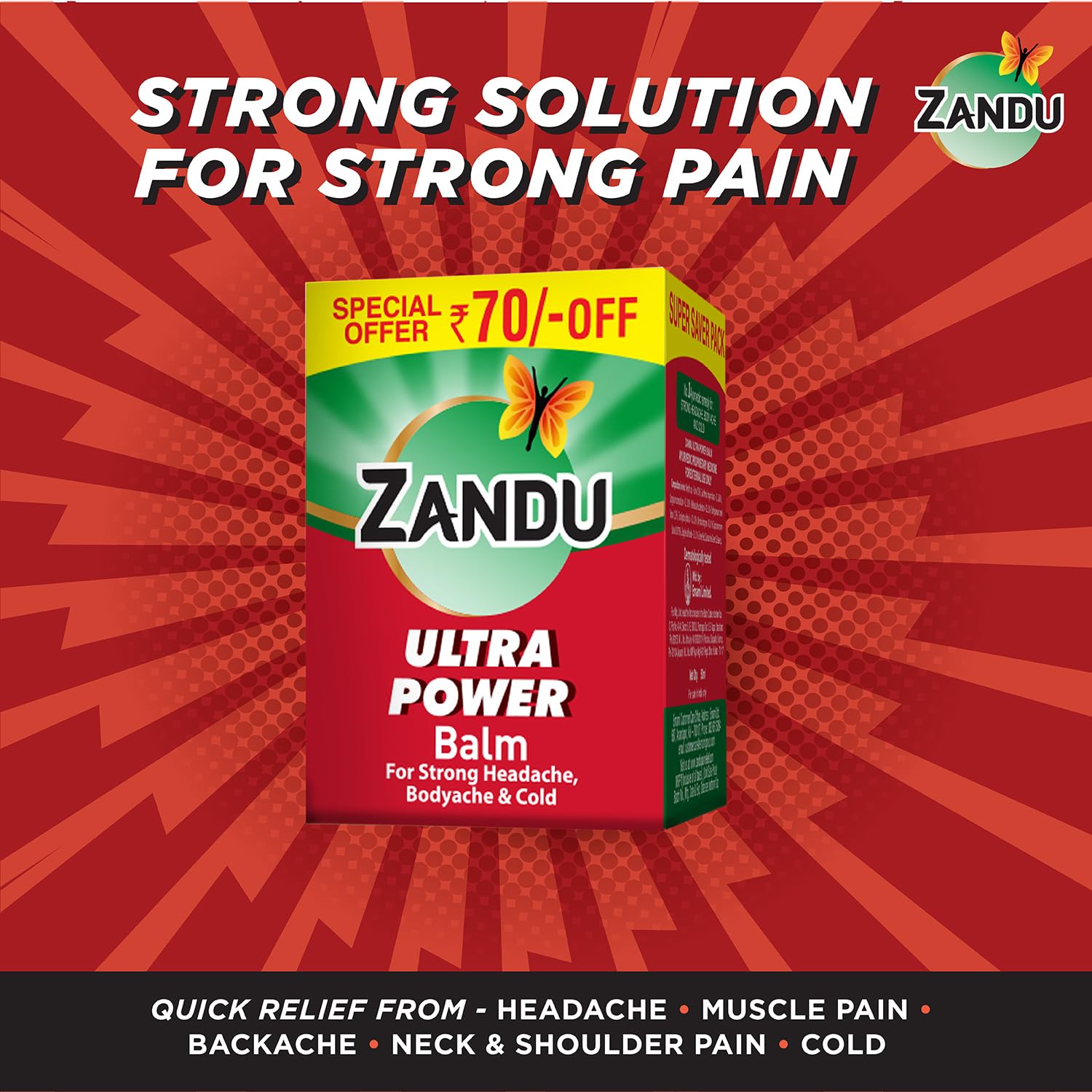 Zandu Ultra Red Balm | Ayurvedic Balm with Menthol, Camphor, Eucalyptus Oil | Relieves from Bodyache, Cold & Muscle Stiffness | Non Greasy & Fast Acting | 0.85 Fl Oz (Pack of 1) Zandu Au supplements