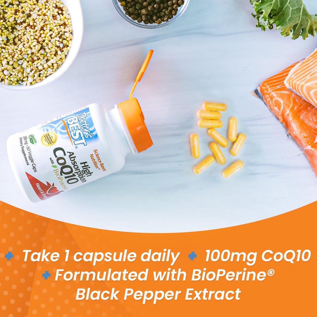 Doctor's Best High Absorption CoQ10 with BioPerine Gluten Free Naturally Fermented Doctor's BEST Au supplements