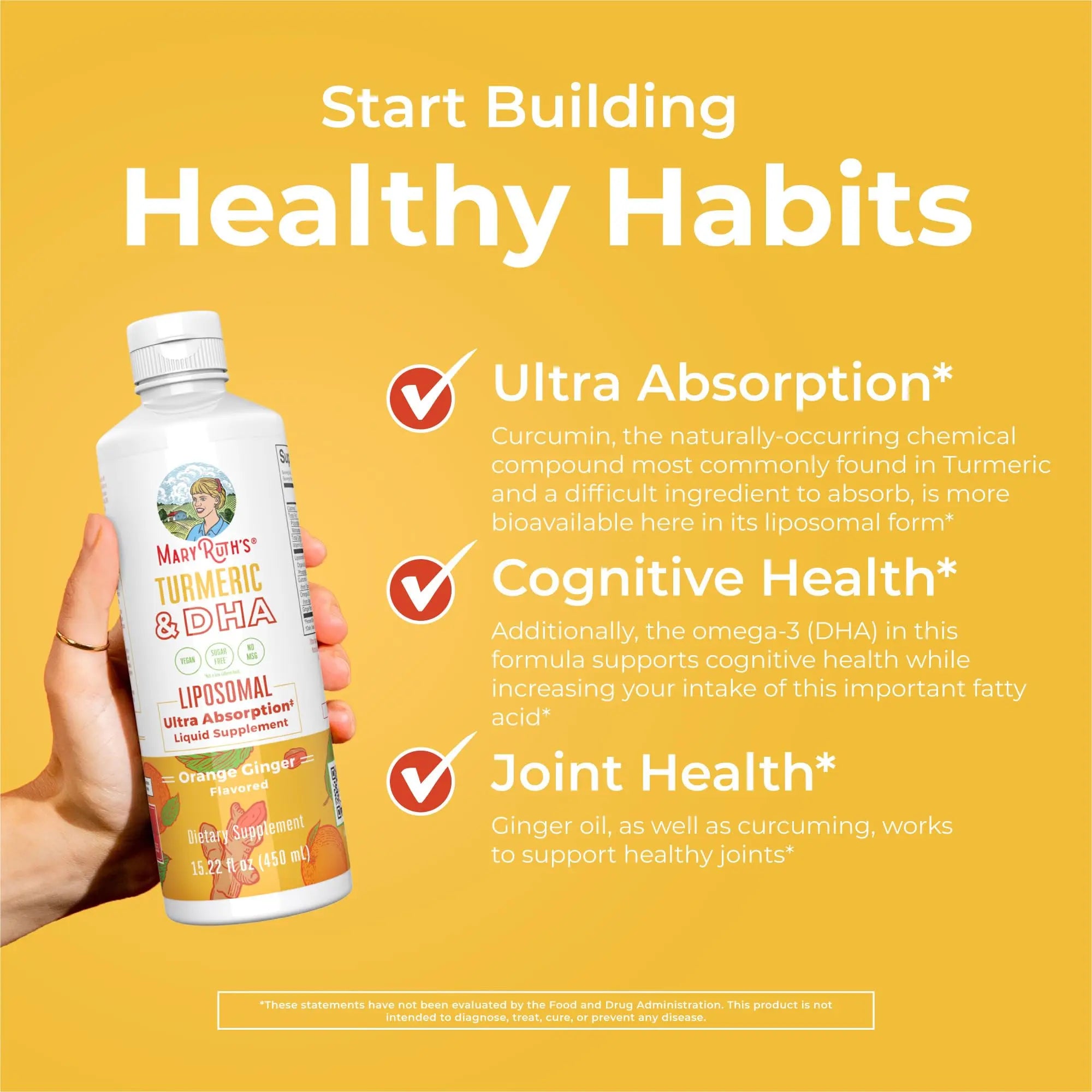 MaryRuth Organics | Liposomal Turmeric & DHA | Curcumin | Ginger Root Oil | Algal DHA & Vitamin E | Cognitive Function | Mood Support | Joint Health | Liquid Supplement | 15.22 oz MARYRUTH'S Au supplements