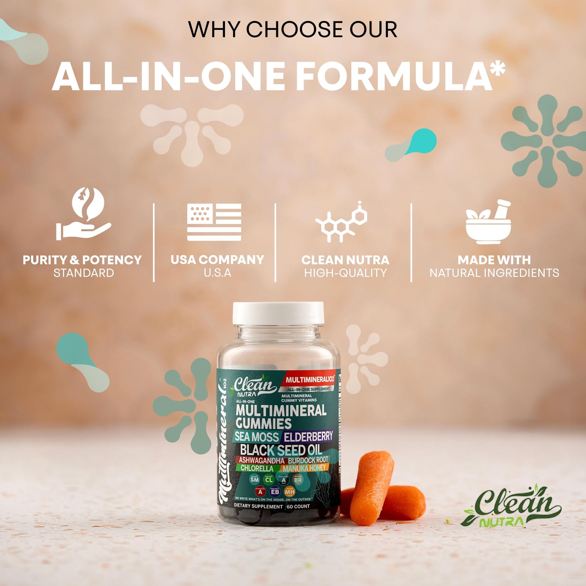 Sea Moss Gummies | Clinically Tested - Black Seed Oil Ashwagandha Elderberry Burdock Root Chlorella Manuka Honey - Vegan Irish Sea Moss Gummy Vitamins for Adults Kids Men Women - Green Apple Flavor Clean Nutraceuticals Au supplements