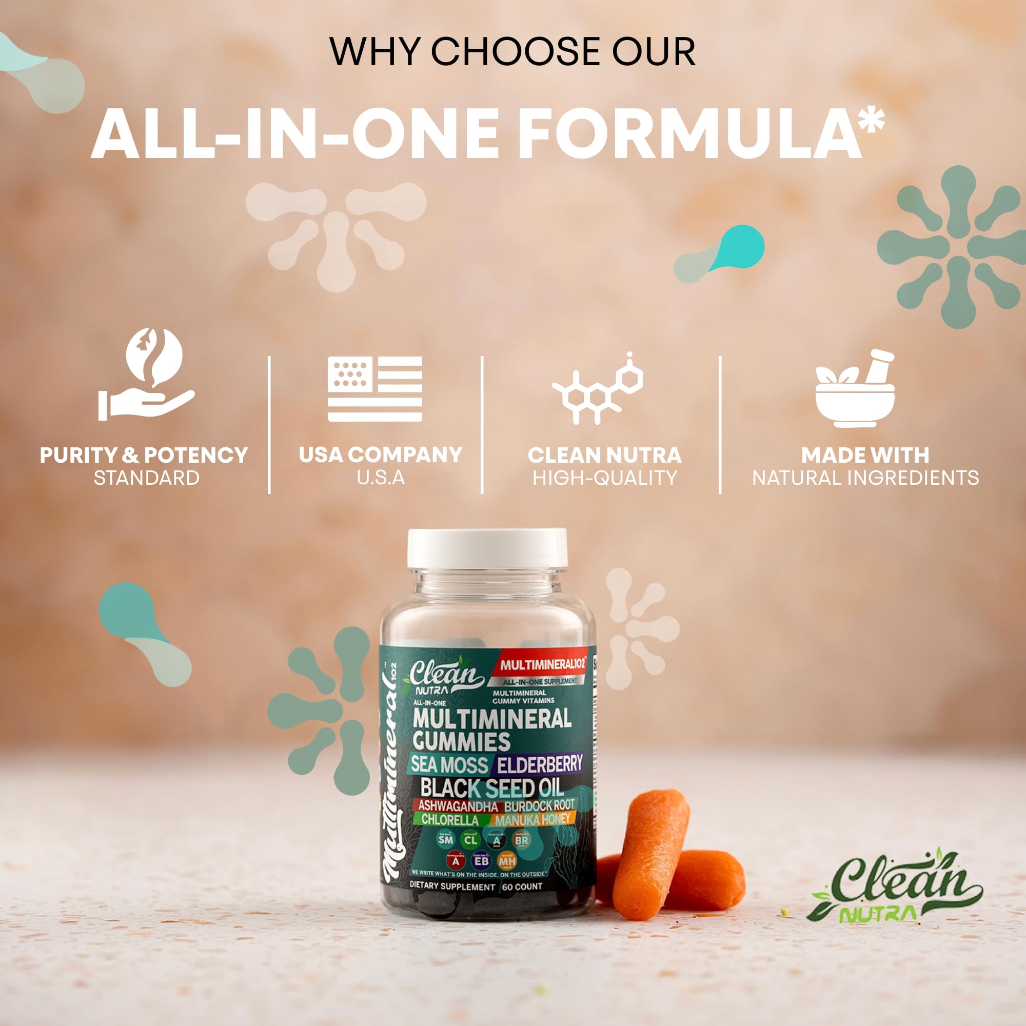 Sea Moss Gummies | Clinically Tested - Black Seed Oil Ashwagandha Elderberry Burdock Root Chlorella Manuka Honey - Vegan Irish Sea Moss Gummy Vitamins for Adults Kids Men Women - Green Apple Flavor Clean Nutraceuticals Au supplements