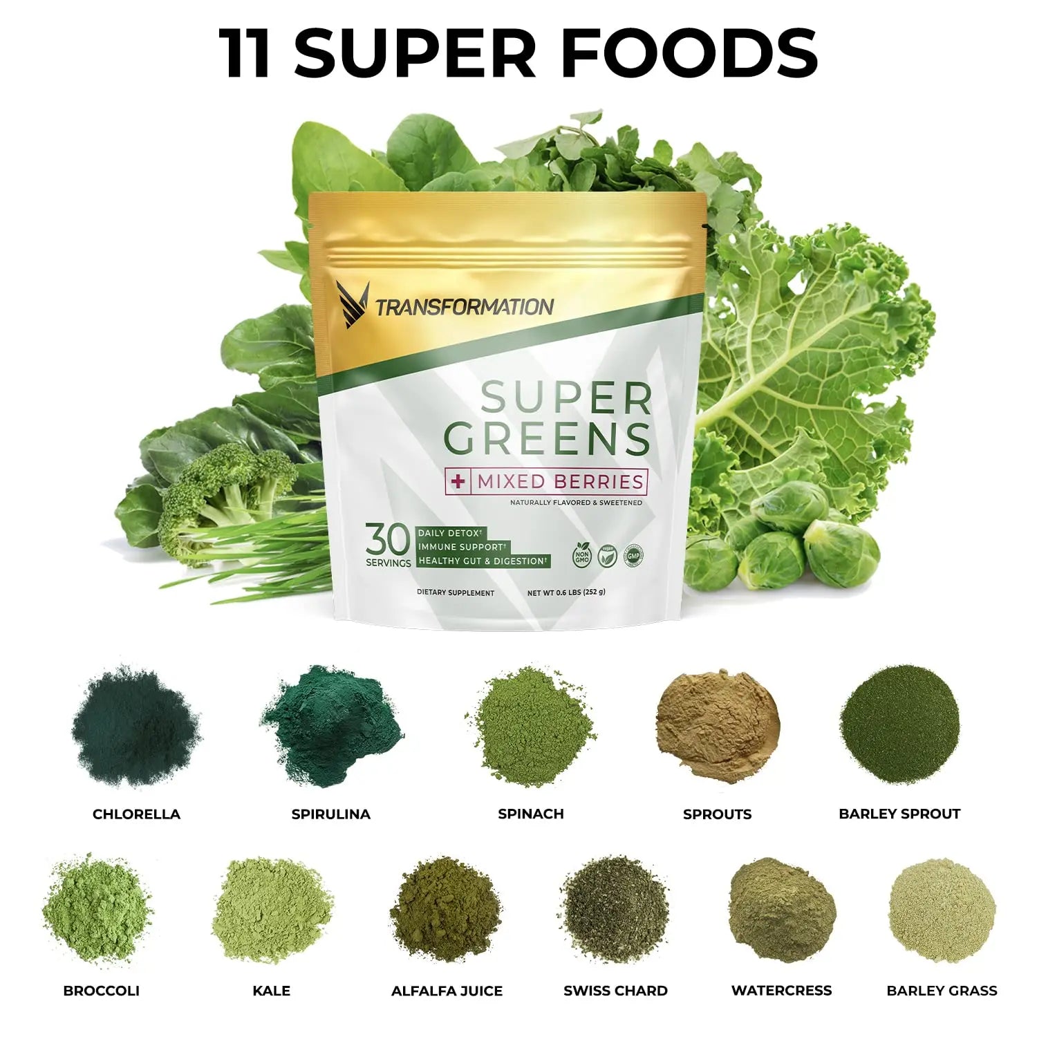 Transformation Super Greens Superfood Powder & Performance Insulated Shaker Bottle | Immune & Energy Support | Made with Natural Ingredients | Detoxifying & Alkalizing Minerals SPR BODY Au supplements