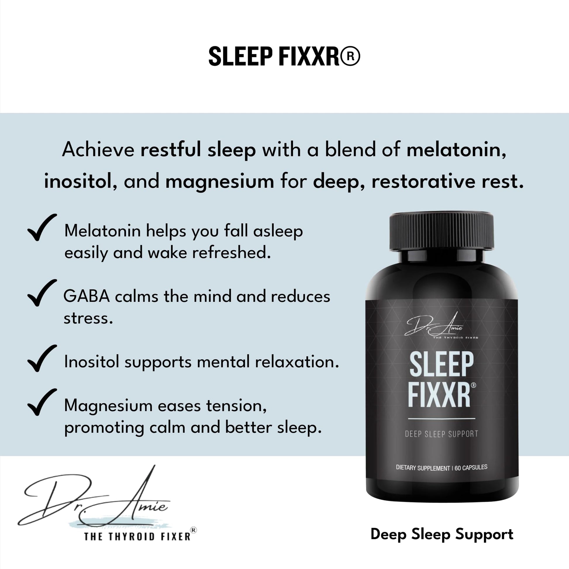 Fixxr Sleep Support by Dr. Amie | with Melatonin, Inositol, and Magnesium | 30 Day Supply, 60 Capsules Fixxr Au supplements