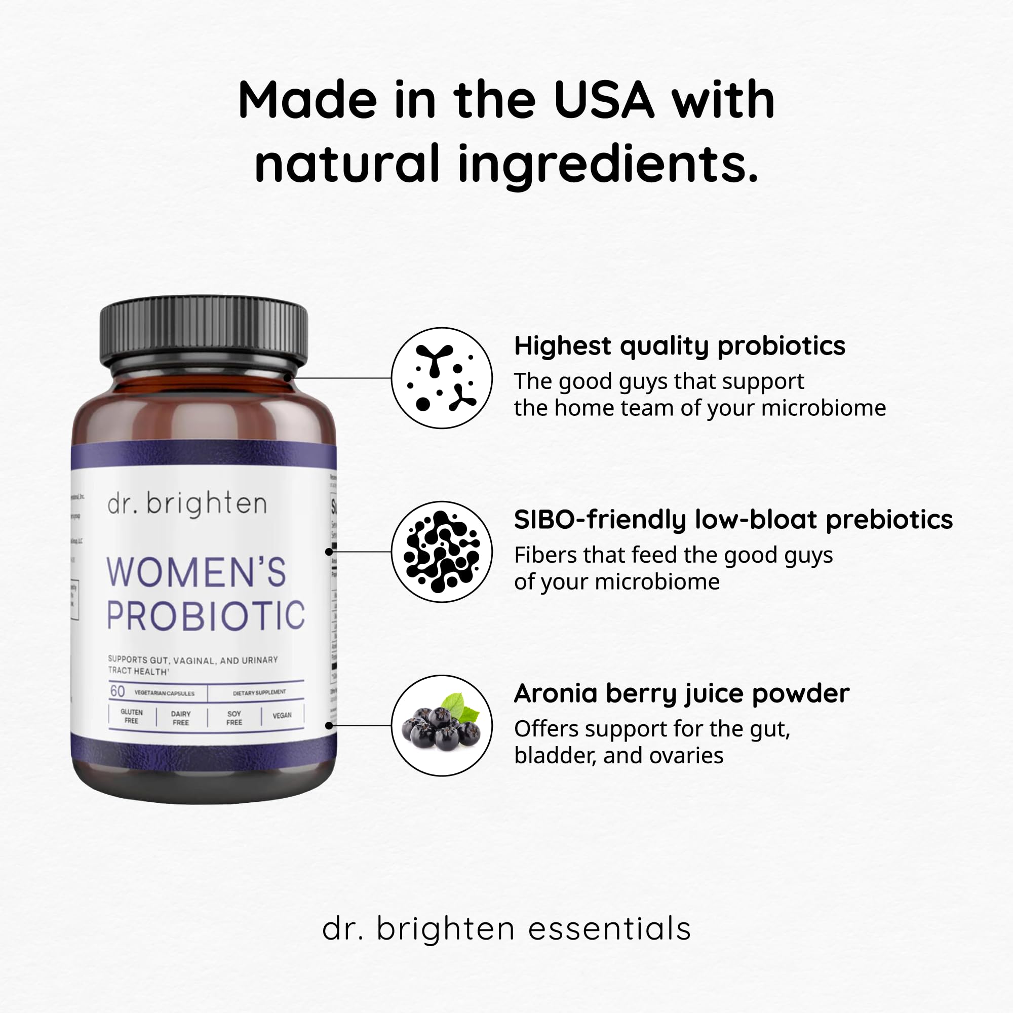 Dr. Brighten Women’s Probiotic - Probiotics, Prebiotics with Antioxidants & Sunfiber for Healthy Hormones, Balanced Female Microbiome, Ovaries and Immune Health - 60 Capsules Dr. Brighten Au supplements