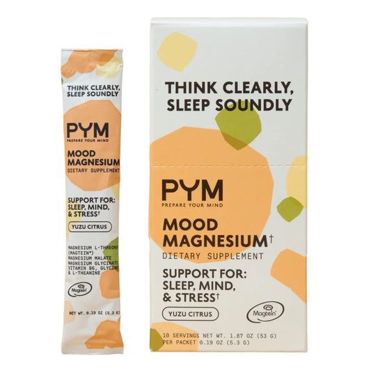 PYM Mood Magnesium Powder Packets (10-Servings) Magnesium Glycinate, L-Threonate & Malate Powder | Aid & Mood Support Supplement for Stress PYM HealthAU supplements