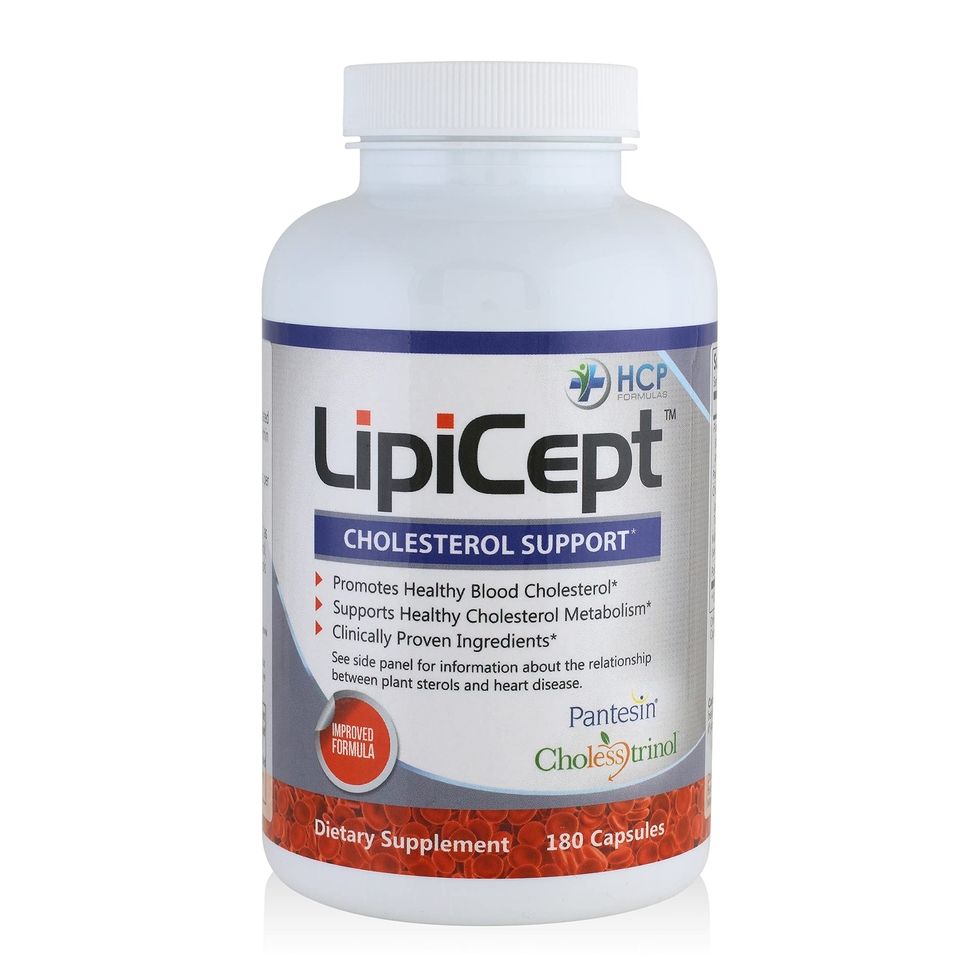 HCP Formulas - LipiCept - Natural Cholesterol Support Formula with Plant Sterols - Maintain Healthy Cholesterol Levels Already Within a Normal Range - Vegetarian - Dietary Supplement - 180 Caps HCP Formulas Au supplements