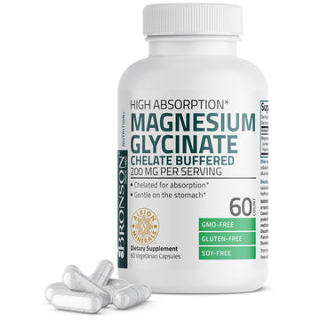 Bronson Magnesium Glycinate 200 MG per Serving Chelated for High Absorption, Gentle On Stomach, Non-GMO, 60 Vegetarian Capsules Bronson Au supplements