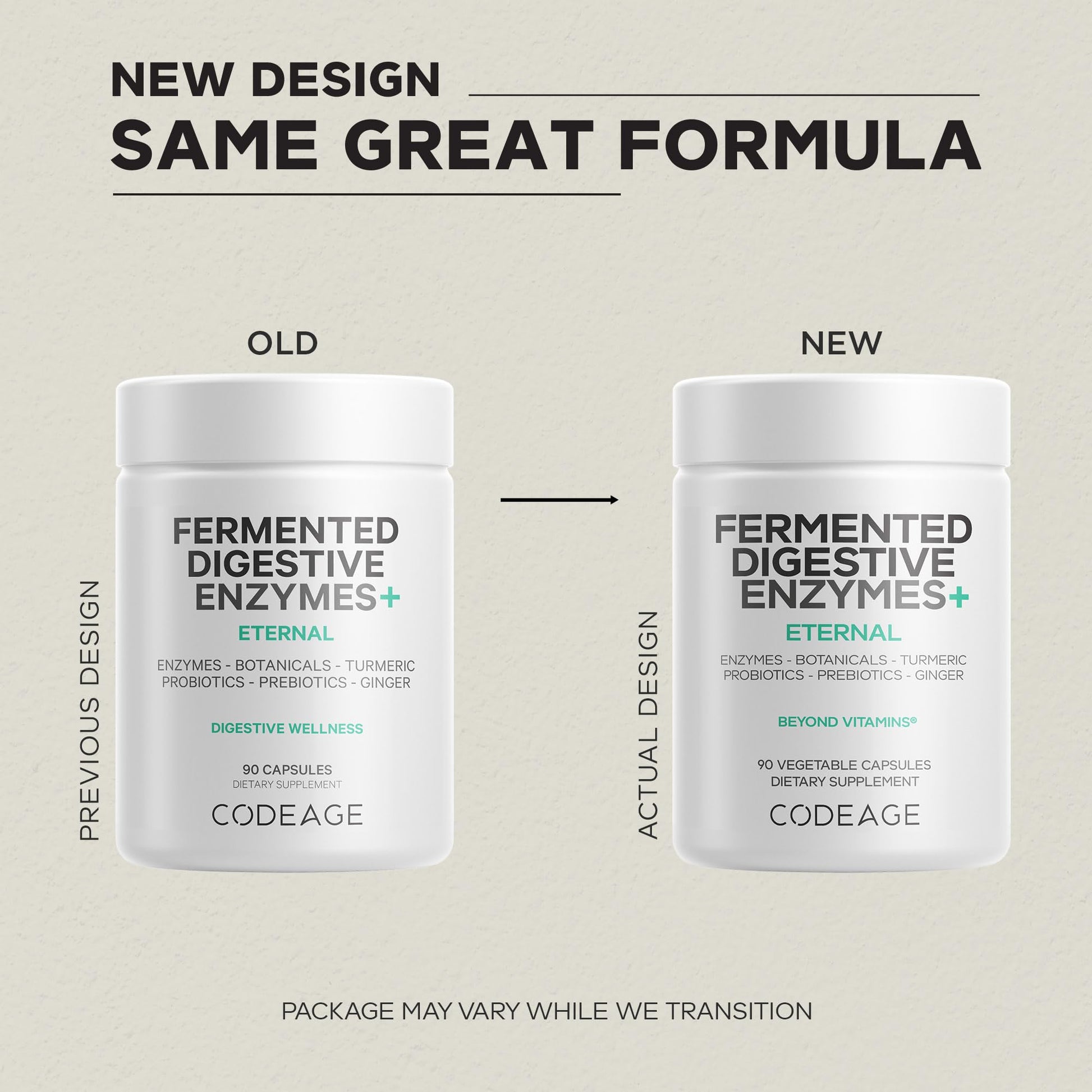 Codeage Fermented Digestive Enzymes Supplement 3-Month Supply - 14 Digestive Enzymes, Probiotics, Prebiotics, Fermented Botanicals, Plant-Based Multi Pancreatic Enzymes - 1 Capsule a Day - 90 Capsules Codeage Au supplements
