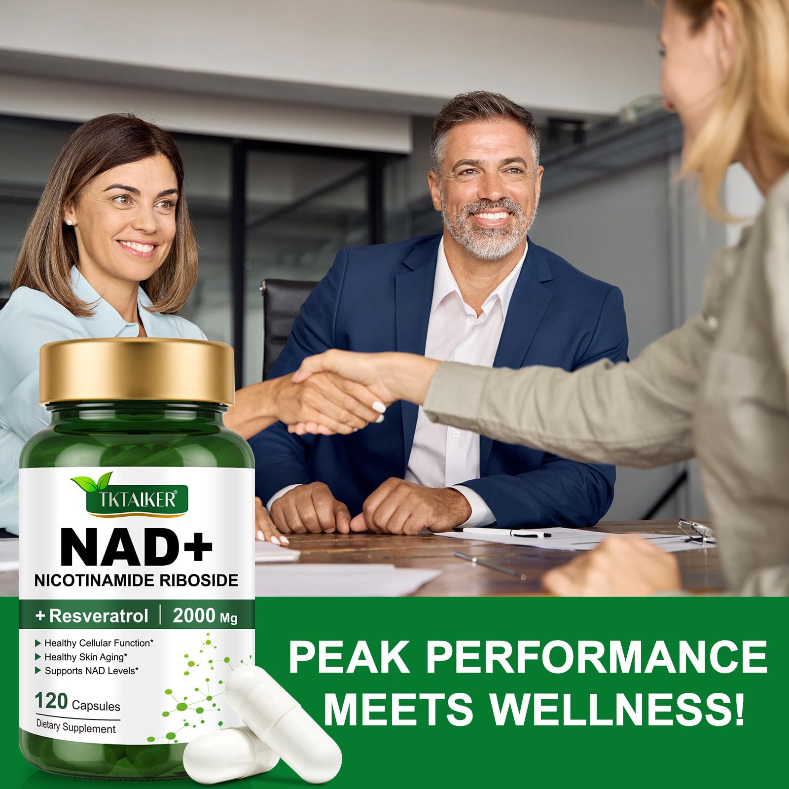 TKTALKER NAD Supplement 2000 Mg - 120 Capsules True NAD & Resveratrol, NMN Alternative Liposomal NAD+ for Women & Men, Support Cellular Health, Stamina & Healthy Aging - Ultra Strength Capsules TKTALKER Au supplements