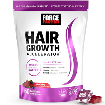 Force Factor Hair Growth Accelerator Soft Chews, Hair Growth Vitamins for Women and Men with Clinically Studied Lustriva and Biotin Force Factor Au supplements