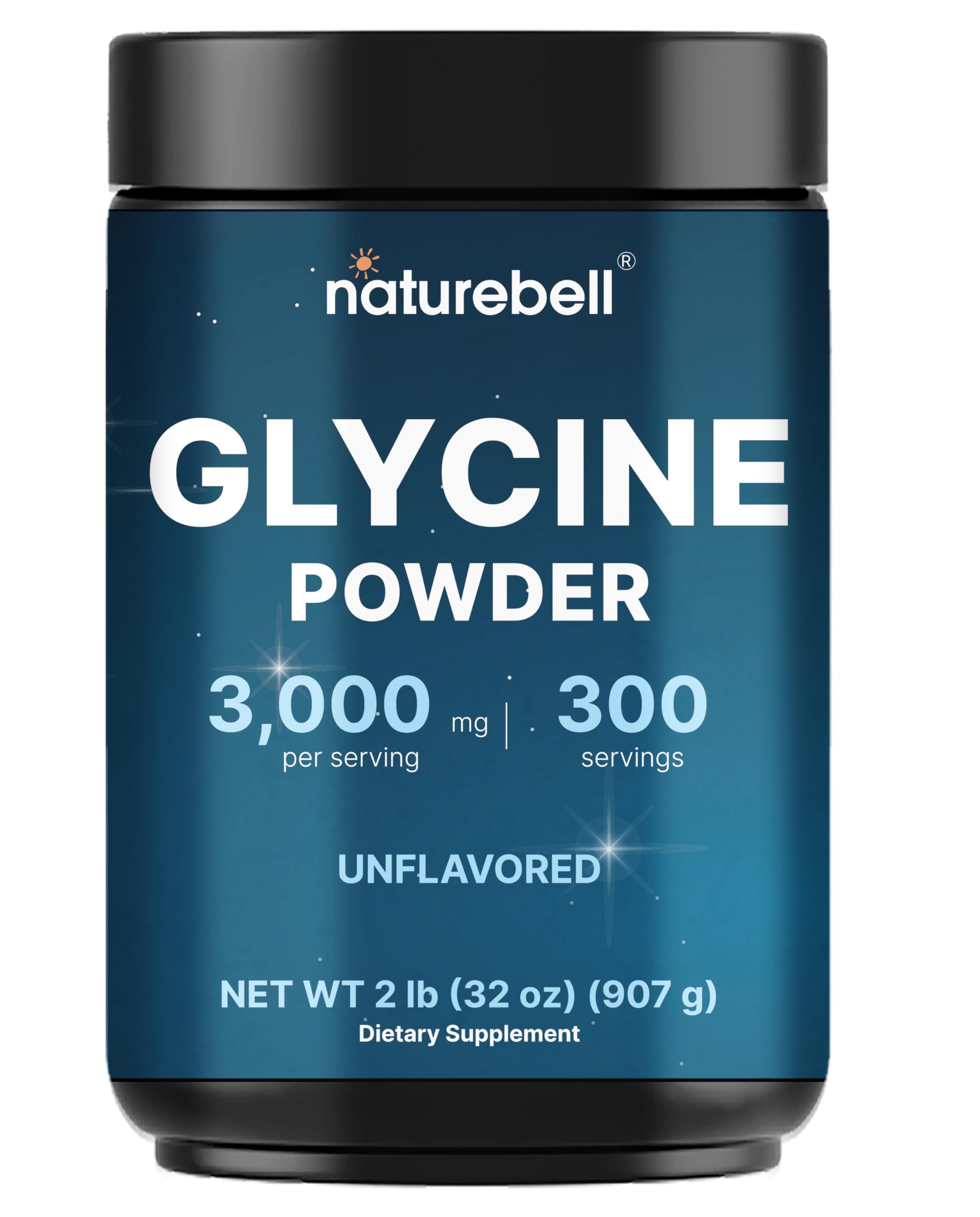 Glycine Powder, 300 Servings (2 lb) – 3,000 mg Free-Form Glycine Per Serving – Unflavored Pure Powder – Non-GMO, cGMP Manufactured NatureBell Au supplements
