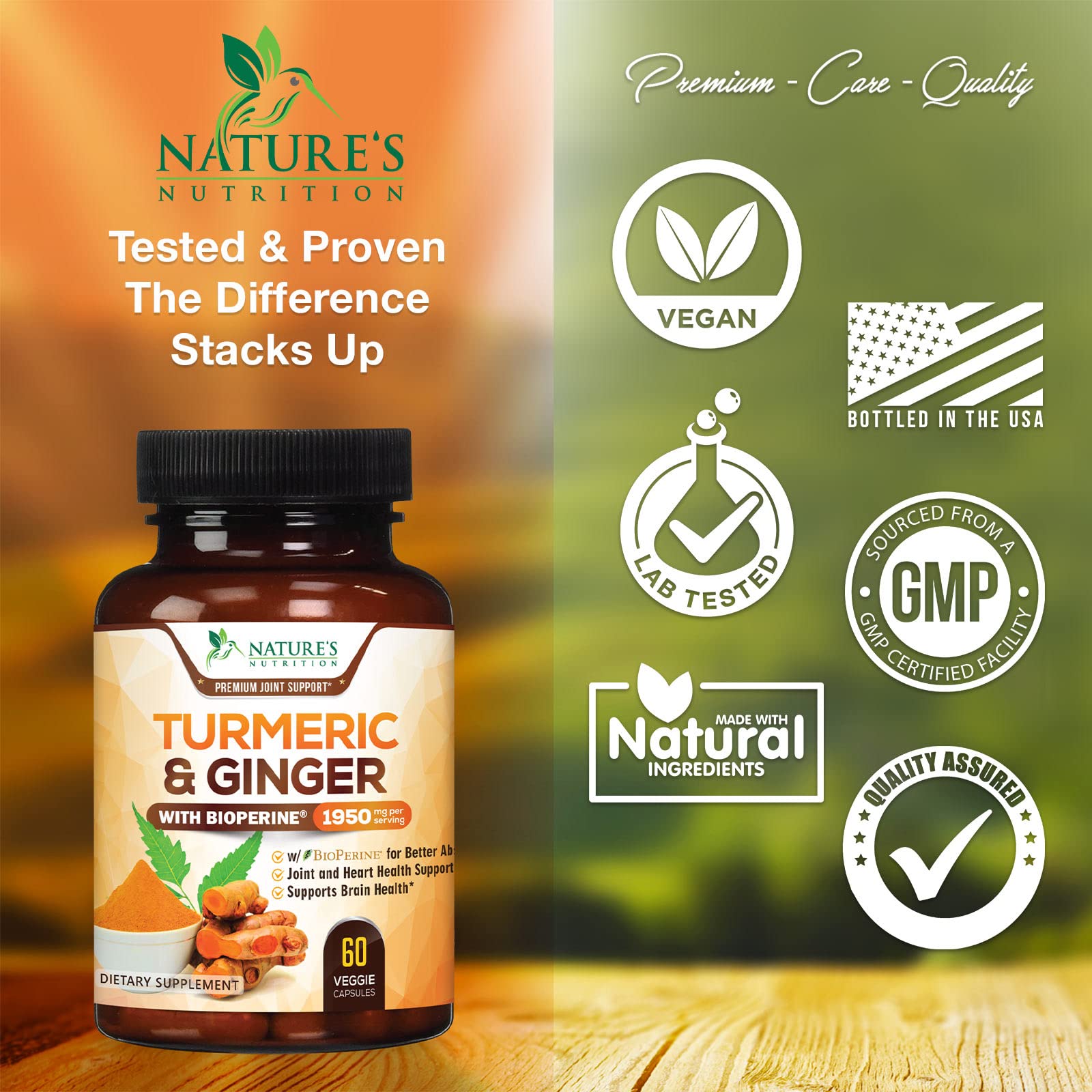 Turmeric Curcumin with BioPerine & Ginger 95% Standardized Curcuminoids Nature's Nutrition Au supplements