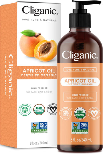 Cliganic Organic Apricot Oil, 100% Pure (8oz) - For Skin, Hair & Face | Natural Cold Pressed Unrefined Cliganic Au supplements