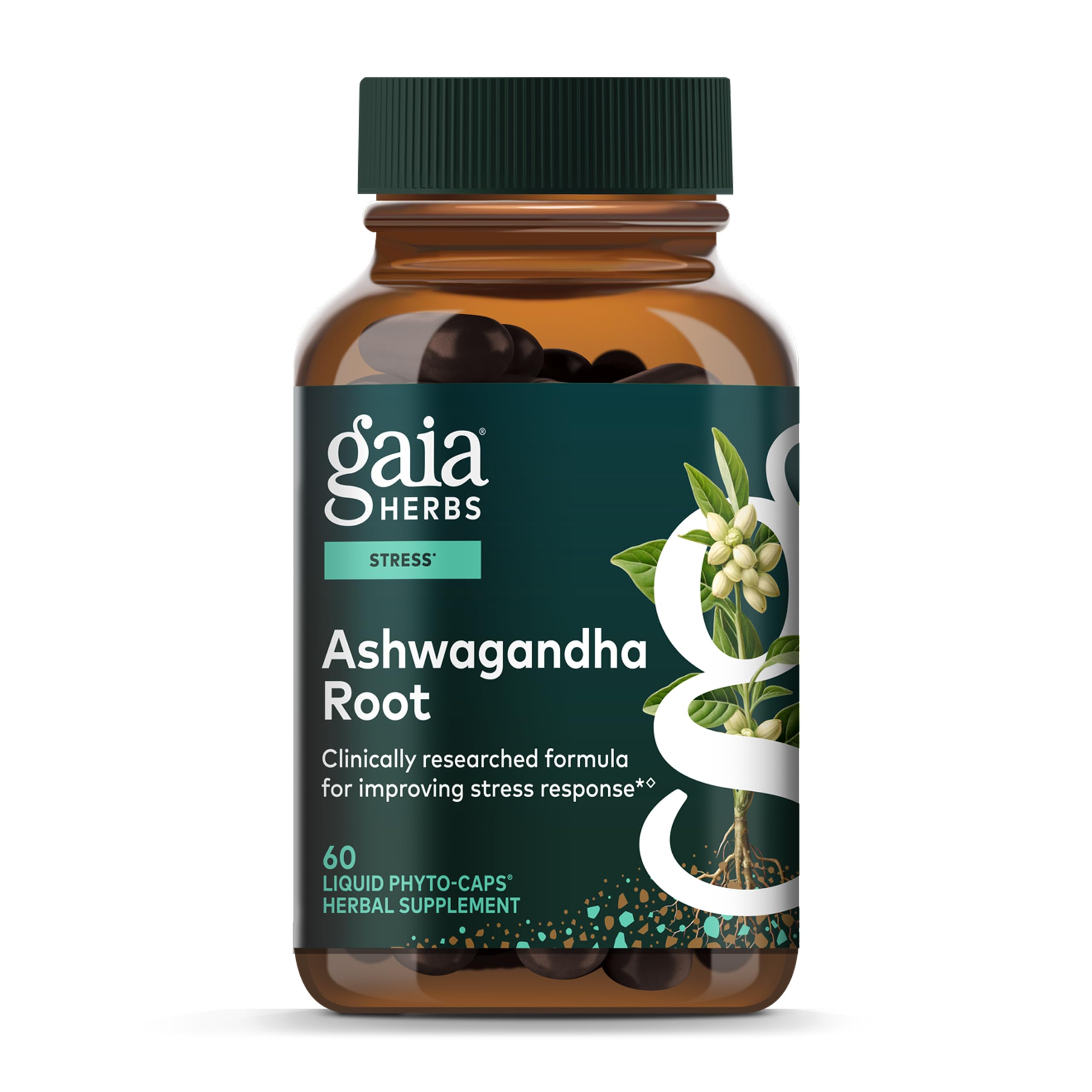 Gaia Herbs Ashwagandha Root - Stress Relief & Sleep Support Supplement - Supports Balanced Energy Levels & Positive Outlook* - 60 Vegan Liquid Phyto-Caps (30 Servings) Gaia Herbs Au supplements