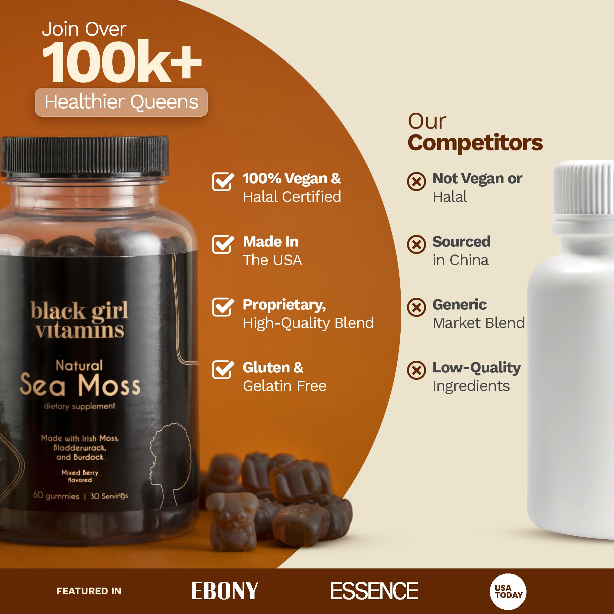 Black Girl Vitamins - Irish Sea Moss Gummies - SeaMoss + Bladderwrack & Burdock - 92 Minerals for Thyroid, Metabolism, and Immunity - Vegan, Gluten-Free, Halal (Mixed Berry, 30 Day Supply) Black Girl Vitamins Au supplements