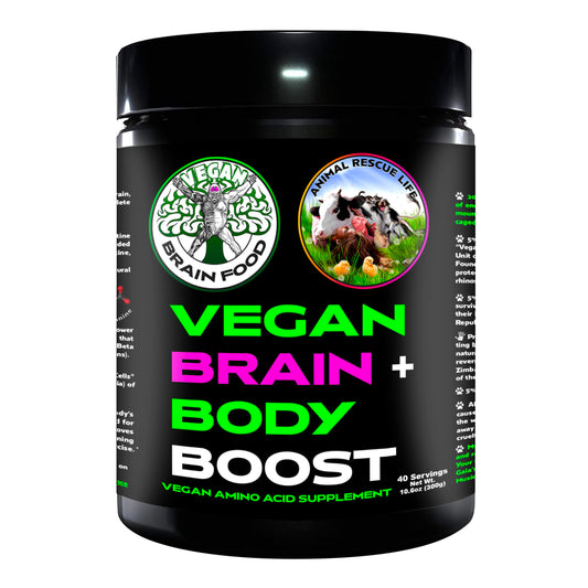 Vegan Brain & Body Boost: The Cherry On Top of A Plant-Based Lifestyle | Working Intelligence | Anti-Aging | Physical Fitness | Vegan Amino Acids - Creatine, Taurine & Beta Alanine | 40 Servings/300g Vegan Brain FoodBuy Supplements Australia