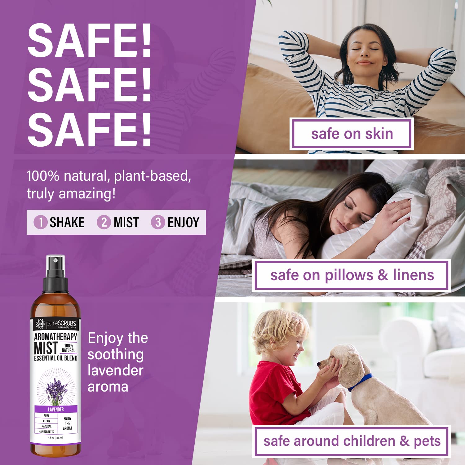 Shake, Mist & Enjoy - pureSCRUBS Premium Lavender Aromatherapy Spray Mist for Room, Body, Linens pureSCRUBS Au supplements