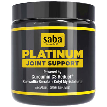Saba Platinum Joint Support – High Absorption Curcumin C3 Reduct & Boswellia – Fast Acting Turmeric Supplement for Joint Pain Relief, Mobility & Healthy Inflammation Response – 60 Vegan Capsules Saba Au supplements