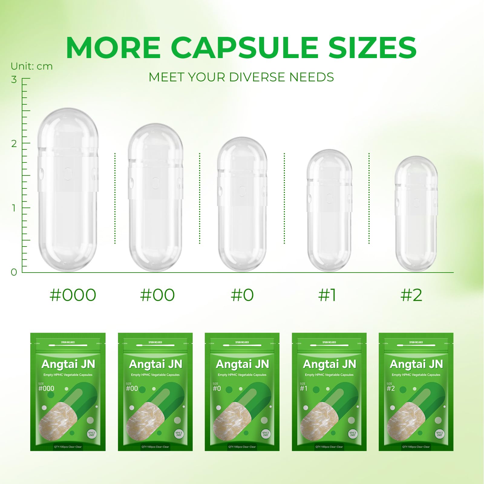 Angtai JN Capsules Size 000 Vegan Empty Plant Based Clear (100 Count) Gluten Free, Non-GMO, Halal Certified Pill Caps Filling Kit with 2 Spoons for Vegetarian DIY Your Own Supplements Angtai JN Au supplements