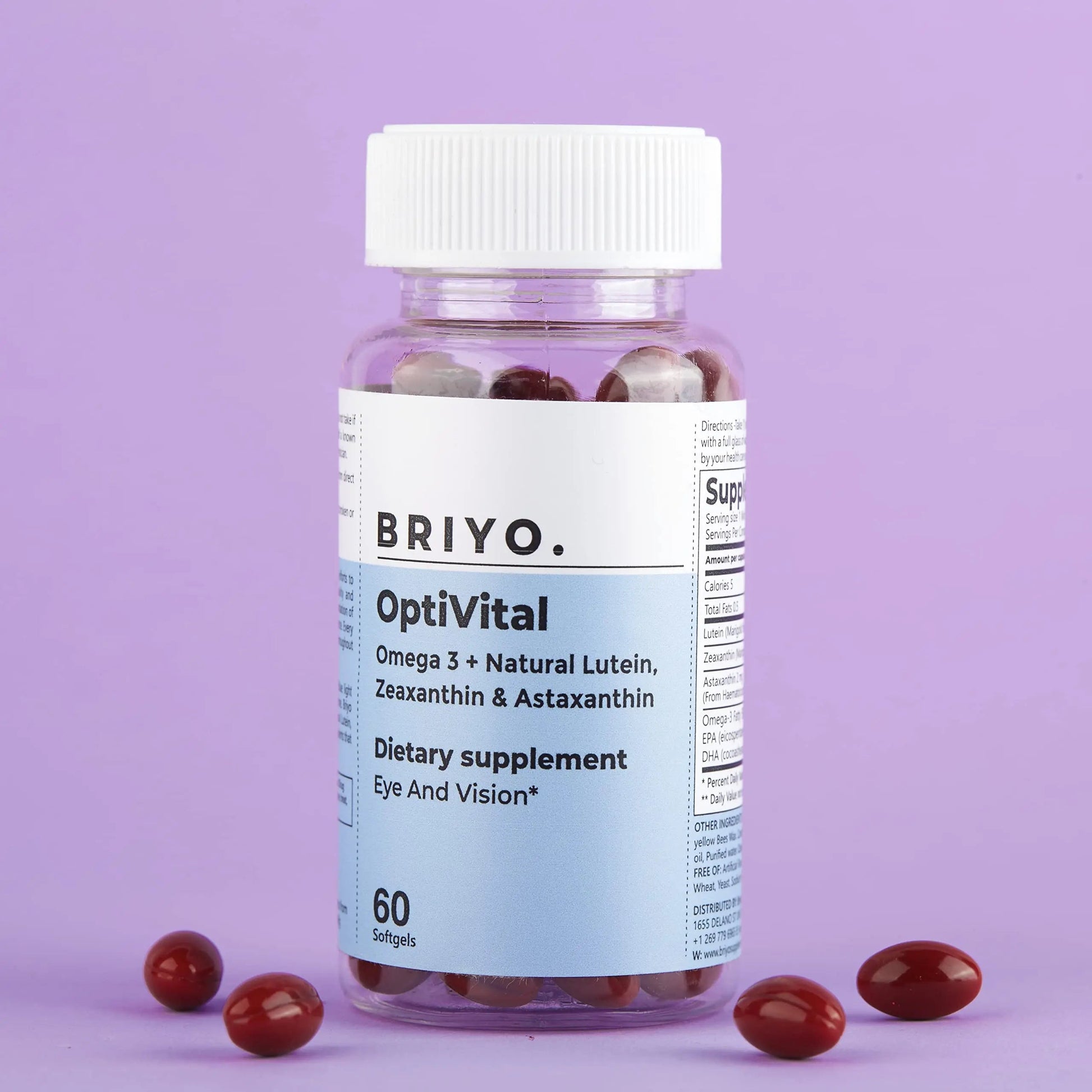 Briyo OptiVital Eye Health Supplement – Lutein, Zeaxanthin, Astaxanthin & Omega-3 from Natural Sources – Supports Vision Briyosis Au supplements