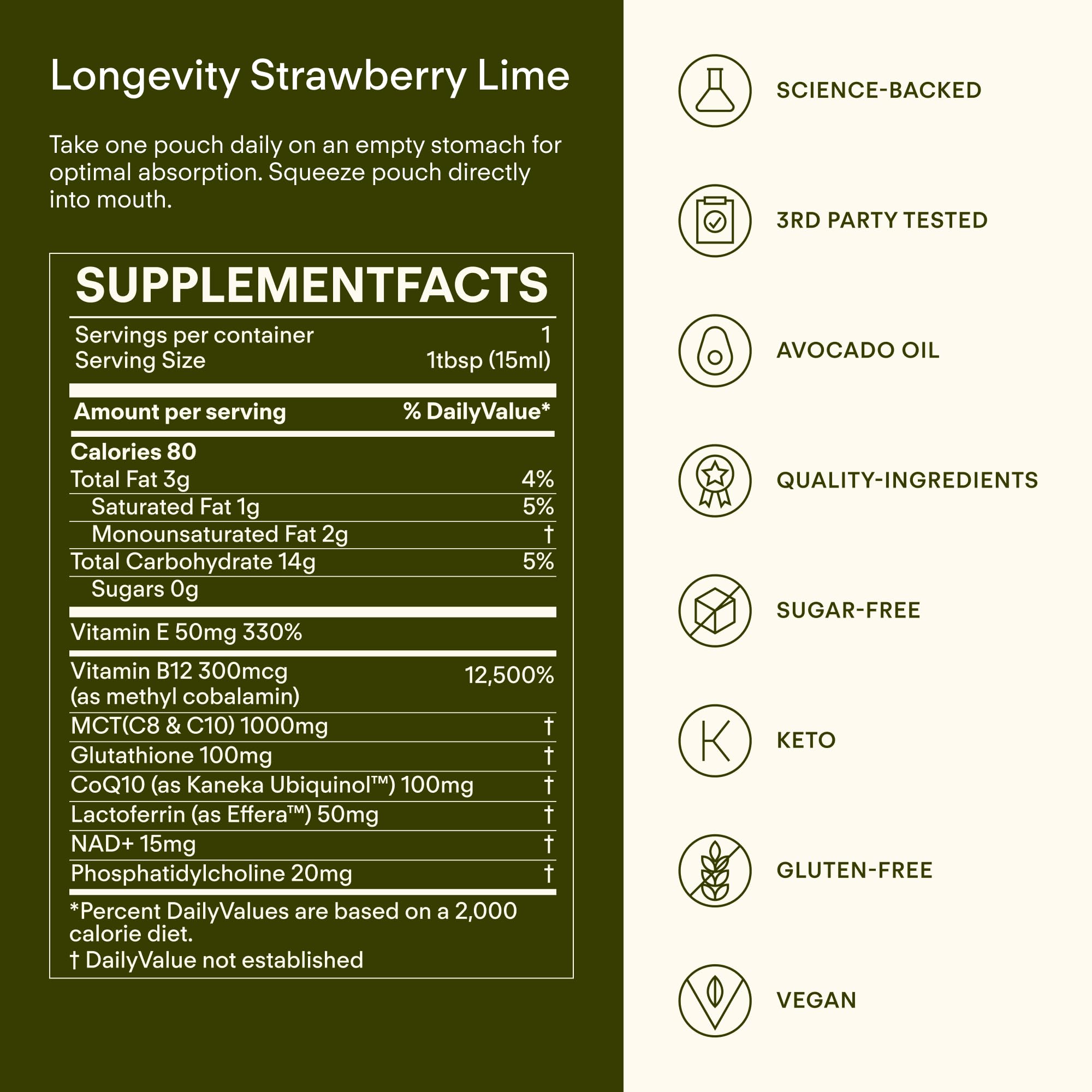Sunny Within - Liposomal Glutathione Supplement NAD+ Longevity Mix w/Liquid NAD+, CoQ10, B12, MCT & Avocado Oil – Cellular Health, Energy, Brain, Gut & Heart Support* – Strawberry Lime – 30 Pouches Sunny Within Au supplements