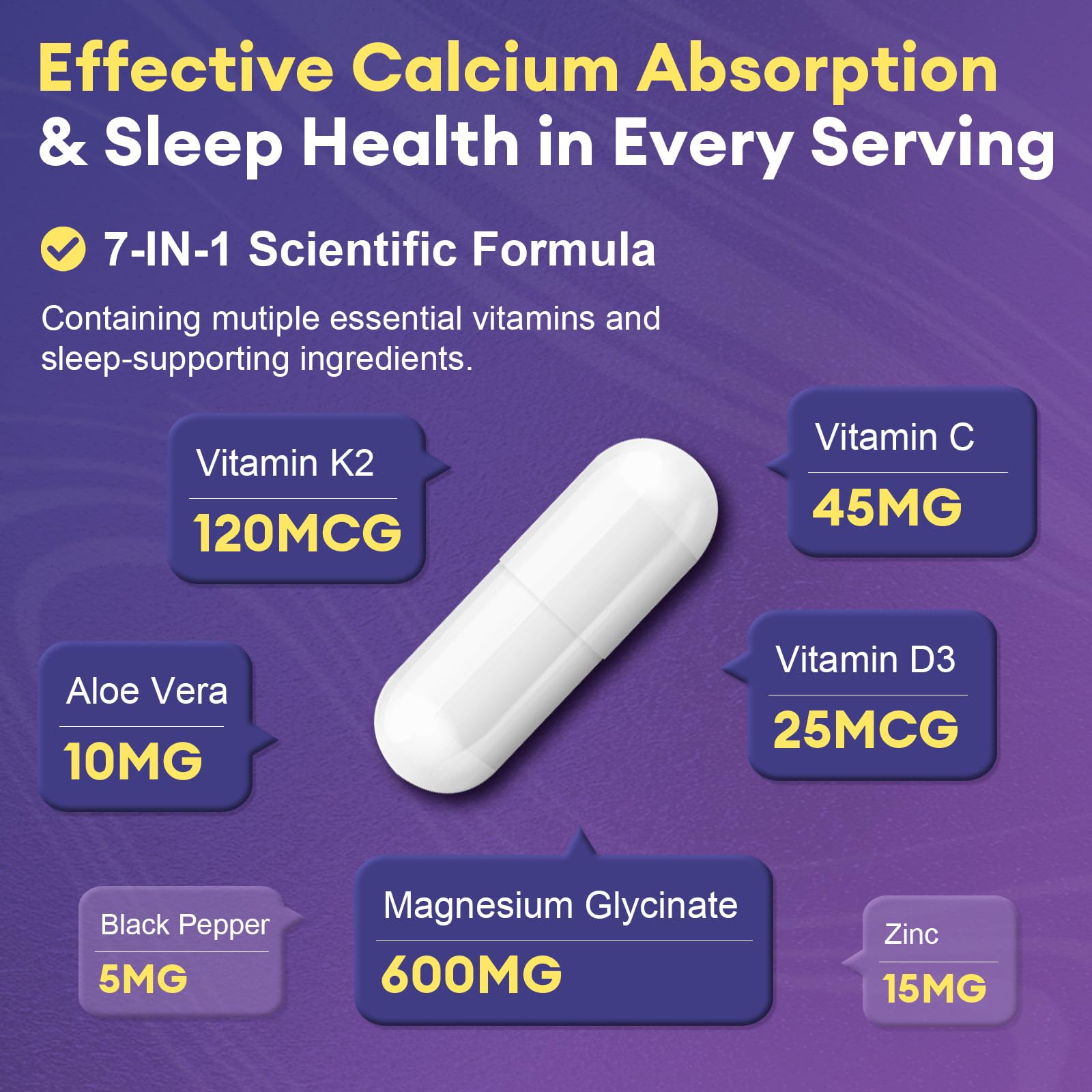 Magnesium Glycinate 600mg Vitamin D3 K2 Supplement with Vitamin C, Zinc, & Aloe Vera - Bone Support, Energy & Mood Manage & Sleep Health for Men & Women, Non-GMO, Vegan, 120 Capsules Femmetra Au supplements