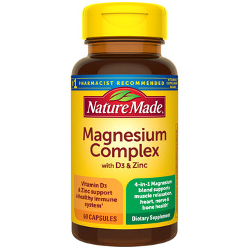 Nature Made Magnesium Complex Supplement with Vitamin D & Zinc for Immune Support, Magnesium Glycinate, Malate, Citrate & Oxide for Muscle, Nerve, Heart & Bone Support, 60 Capsules, 30 Day Supply Nature Made Au supplements