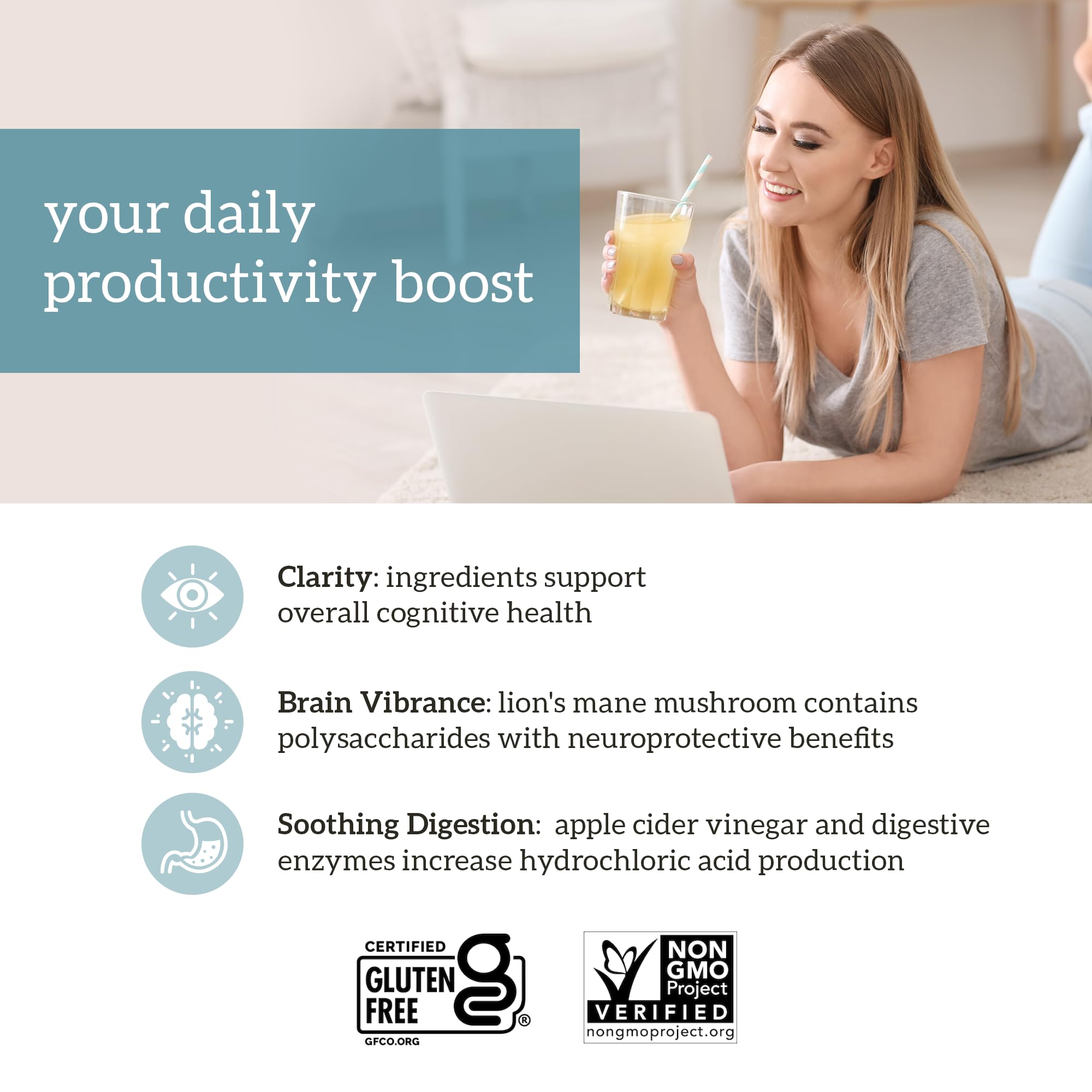 Organifi Pure - Promotes Stimulation in Learning, Memory, Focus, and Clarity - Brain Support with Superfoods - Gluten-Free and Non GMO - Best Served Cold, 30 Servings Organifi Au supplements