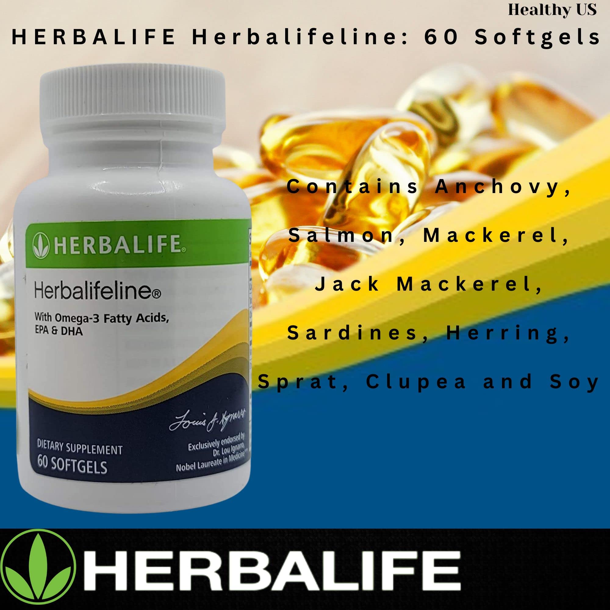 Herbalife Herbalifeline: 60 Softgels with Vitamin E, Marine Lipid Complex, Omega-3 Fatty Herbalife Au supplements