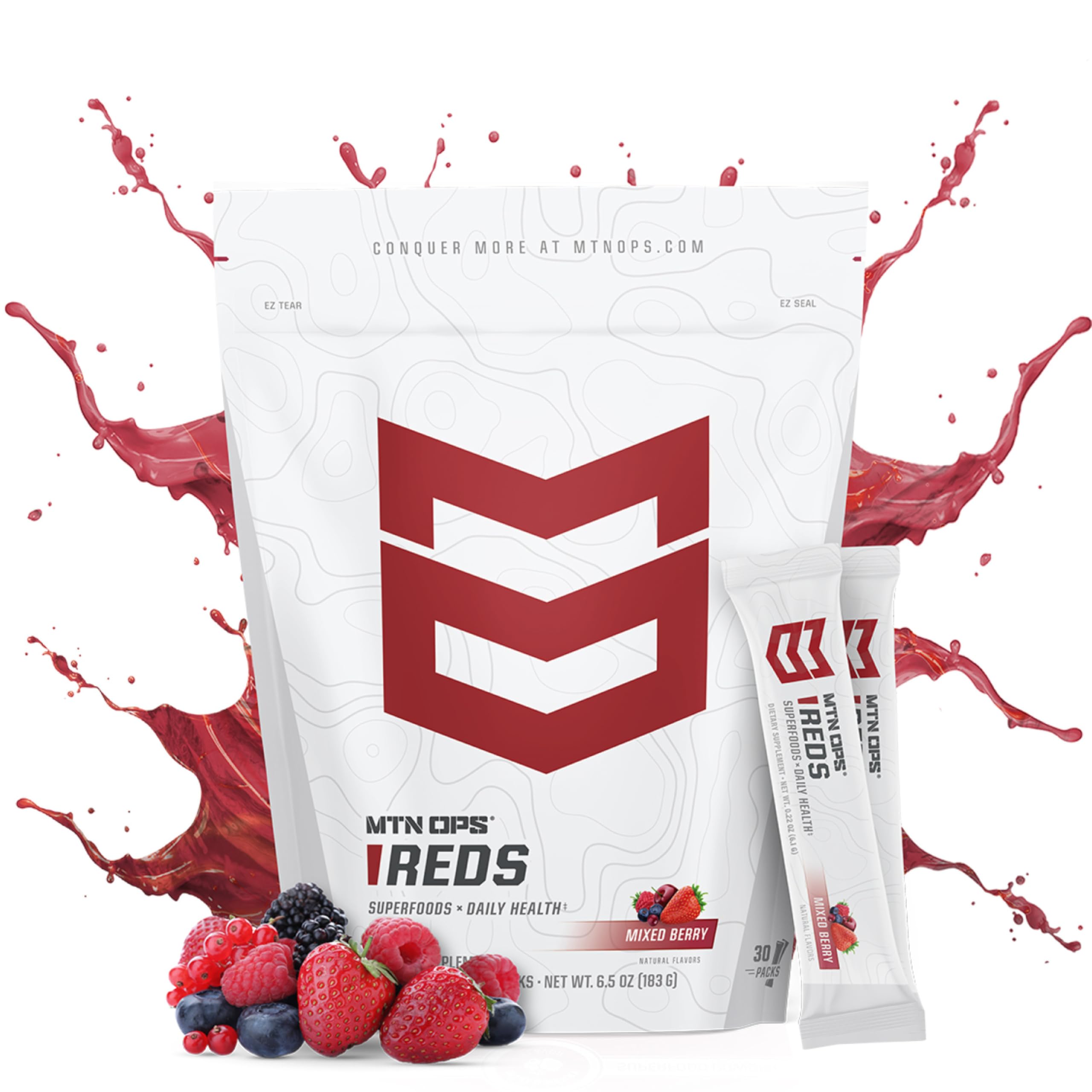 MTN OPS Reds Super Reds Antioxidant Drink Powder Daily Health Blend with Phytonutrients Free Radical Support 30 On The Go Stick Packs MTN OPS Au supplements