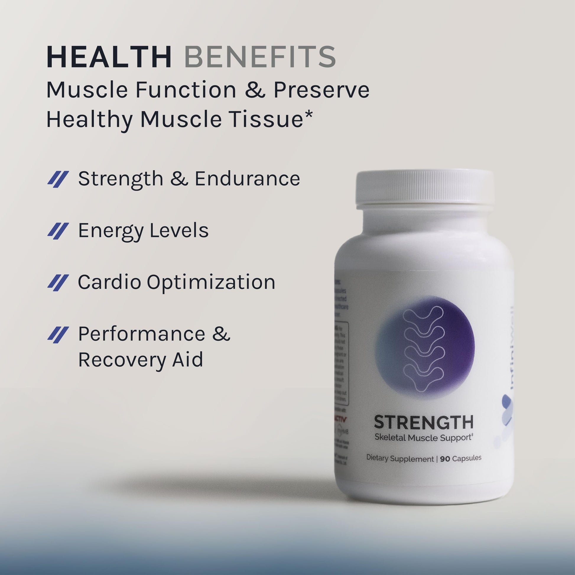 InfiniWell Strength - Muscle Recovery Supplements for Healthy Aging - HMB Supplement for Stamina, Endurance, Strength Gains & Mobility - Nourish Healthy Muscle Mass & Tissue Quality (90 Capsules) InfiniWell Au supplements