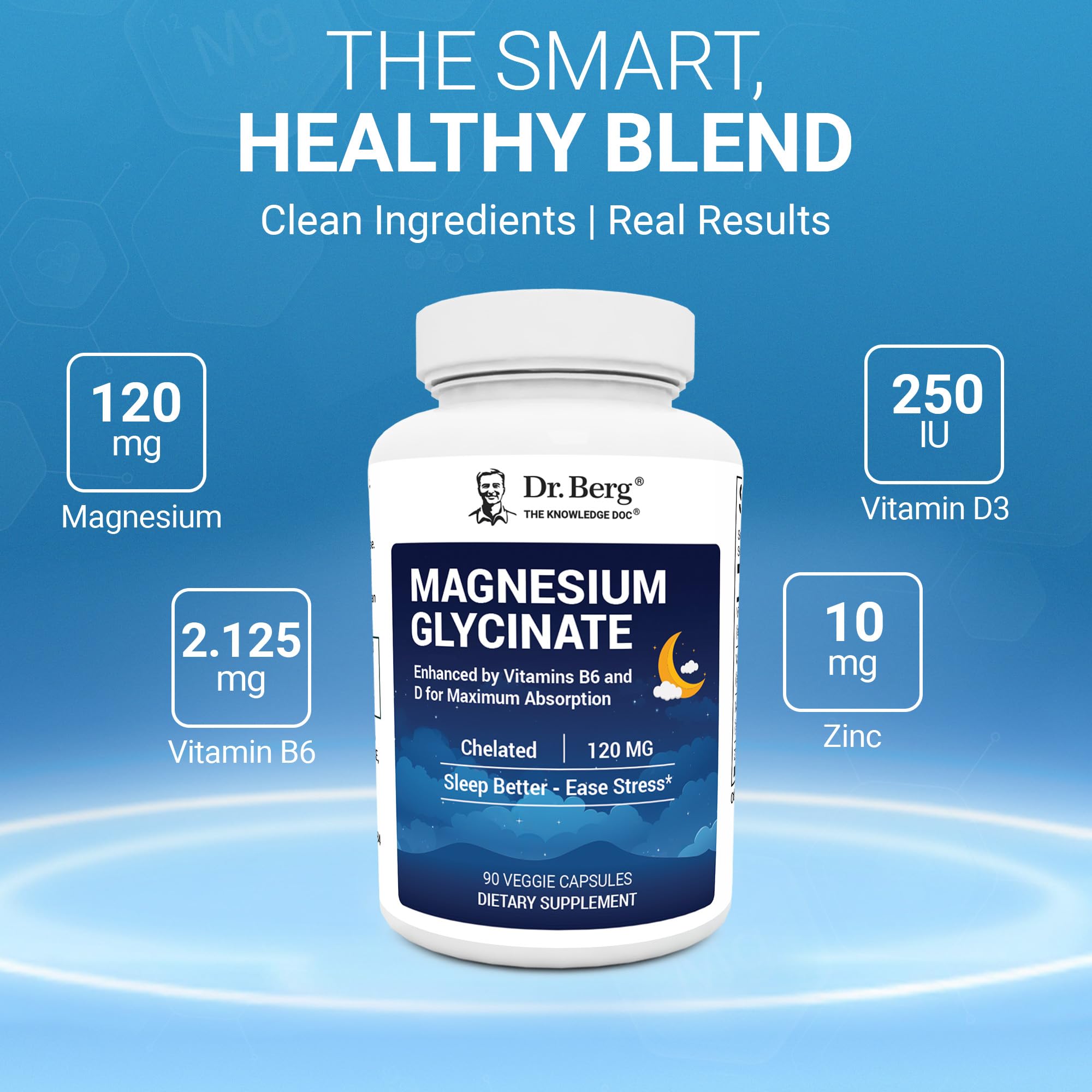 Dr. Berg Magnesium Glycinate 90ct – 4-in-1 Chelated for Muscle, Nerve, Sleep & Stress Support*– w/ D3, B6 & Zinc – 4X Lab-Tested – No Fillers – Formulated in USA, GMP-Certified Dr. Berg Nutritionals Au supplements