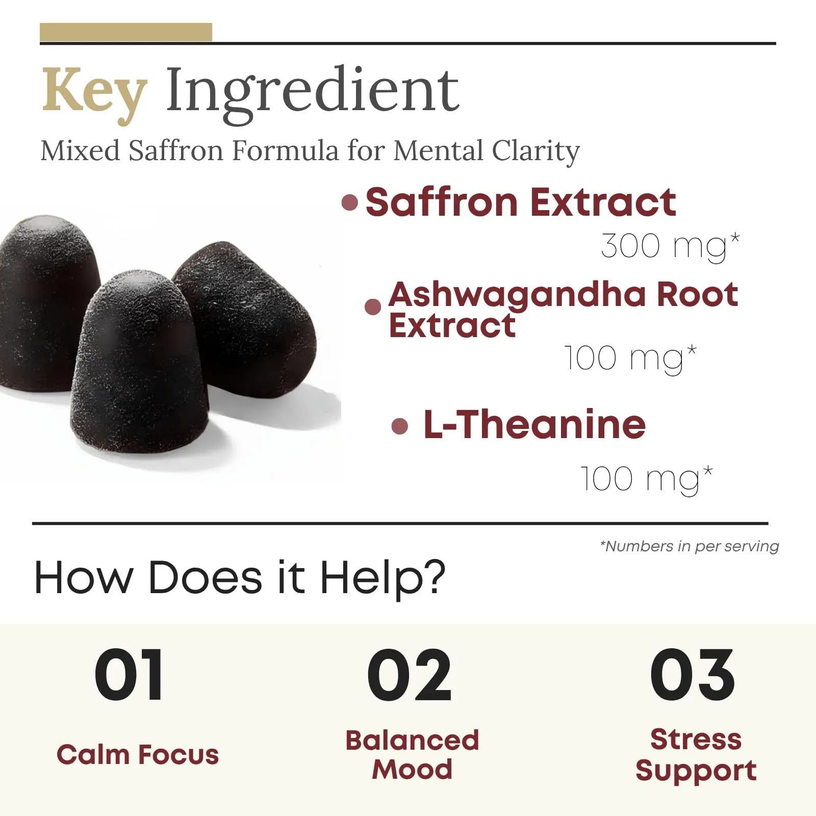 ZAB Saffron Supplements Gummies, Saffron & Rhodiola Rosea Extract Sugar-Free Supplement with Vitamin D3 & B6, Support Mood, Focus ZAB Au supplements
