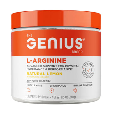 Genius L-Arginine Nitric Oxide Powder - Fermented L- Arginine Nutritional Supplements & Nitric Oxide Booster - Pre Workout, Natural Muscle Builder - 30 Servings, Lemon The Genius Brand Au supplements