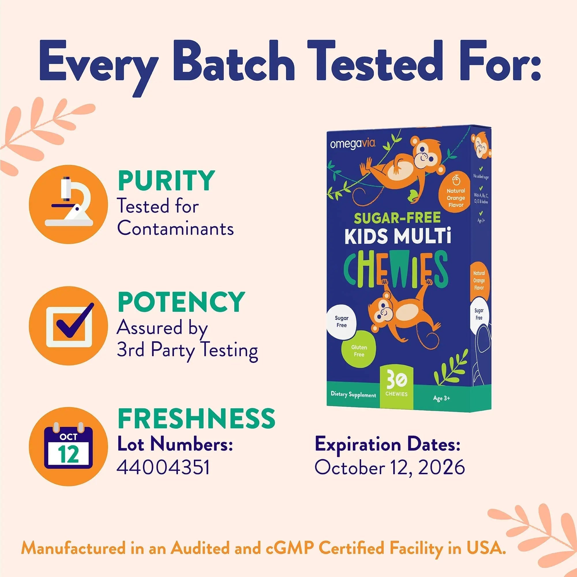 OmegaVia Sugar Free Kids Multivitamin Chewies - Daily Chewable Gummy Vitamins for Kids 3+ OmegaVia Au supplements