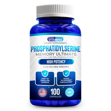 We Like Vitamins Phosphatidylserine Supplement with Gingko Biloba, Gotu Kola, DMAE - Improves Focus, Memory, Cognitive Function - Soy-Free 1000mg Memory Ultimate Complex - 100 Easy-to-Swallow Capsules We Like Vitamins Au supplements