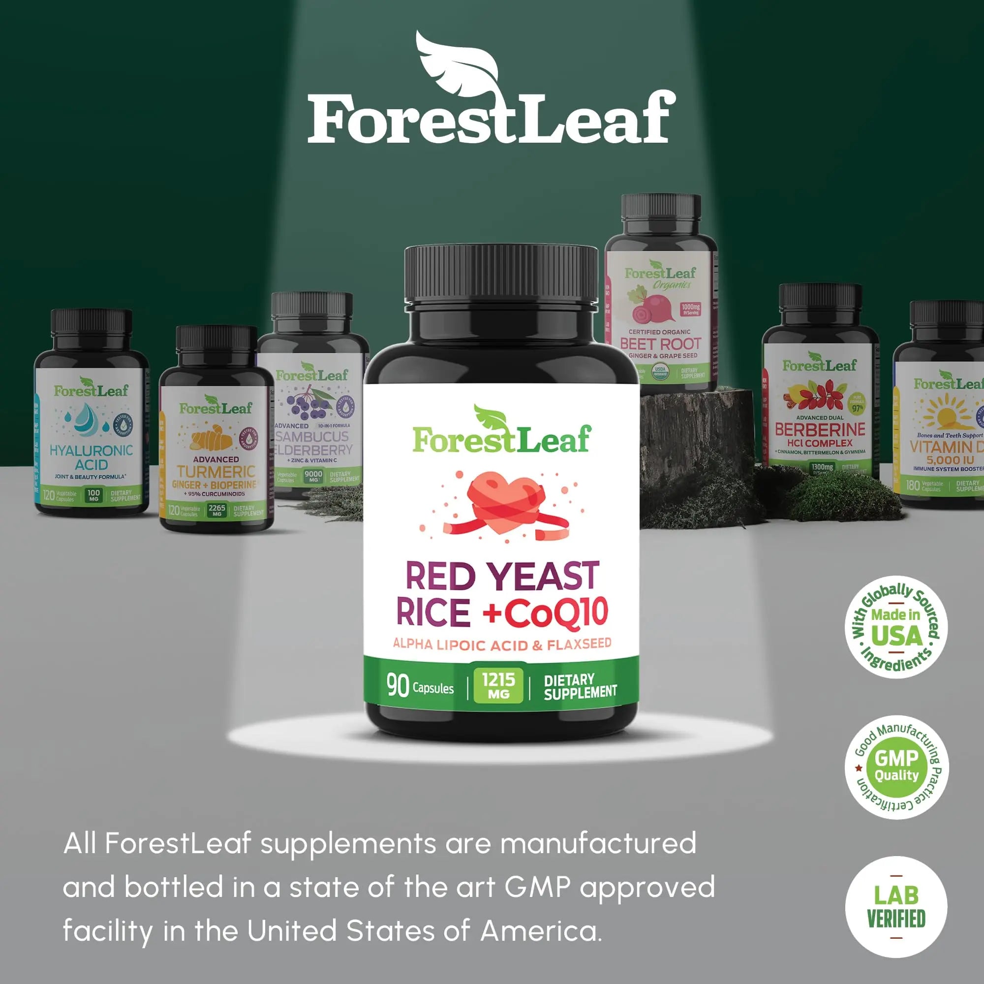 Red Yeast Rice 1215 mg. Capsules - Extra Strength Red Rice Yeast with CoQ10 Supplement, Plus Alpha Lipoic Acid & Organic Flaxseed, Citrinin Free, Supports Cardiovascular Health, Non-GMO 90 Veggie Caps ForestLeaf Au supplements