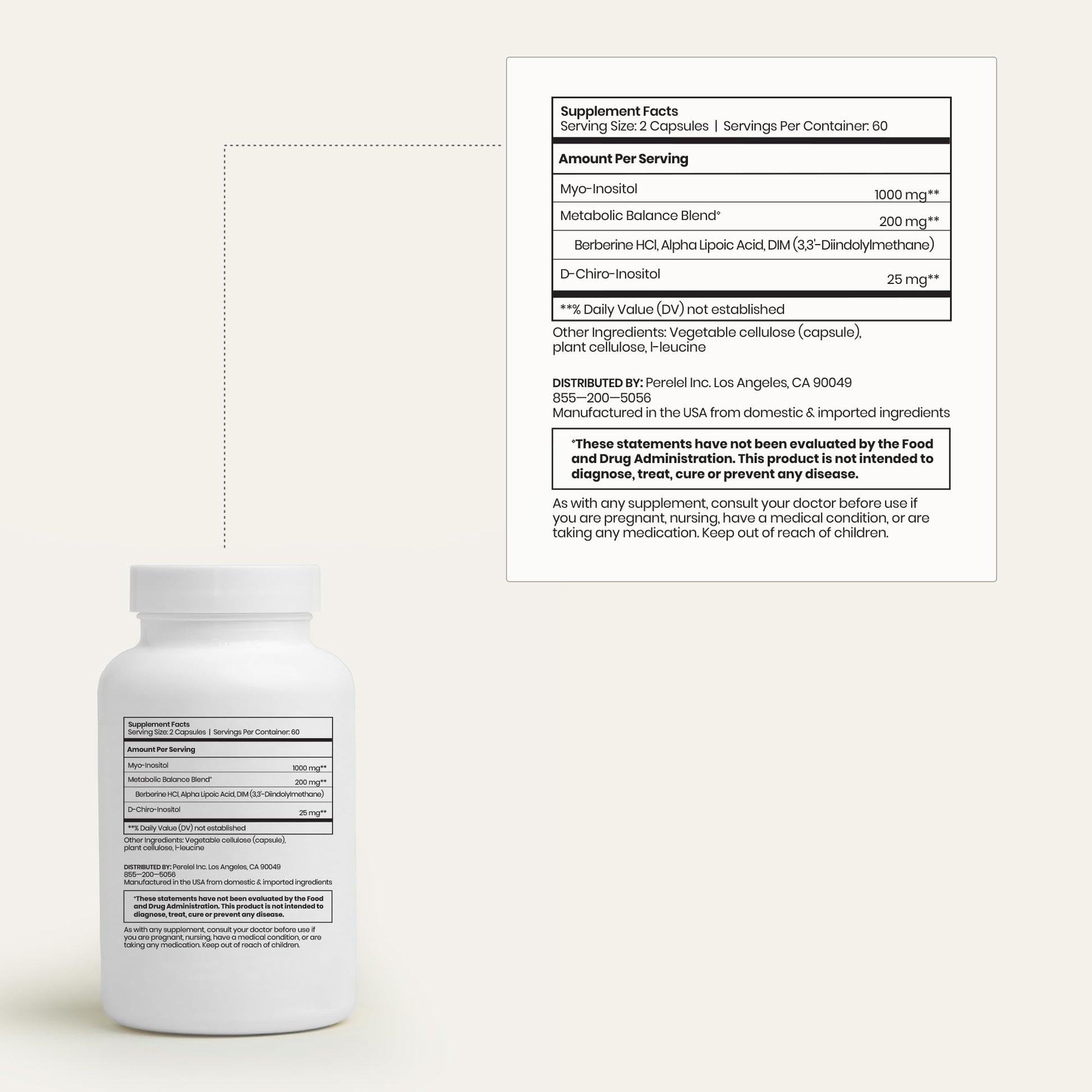 Perelel Hormone Balance Support, Myo & D Chiro Inositol, Womens Inositol Supplement with Berberine, Alpha Lipoic Acid, & Dim to Support Female Health, Soy, Dairy & Gluten Free, Non GMO, 120 Capsules Perelel Au supplements