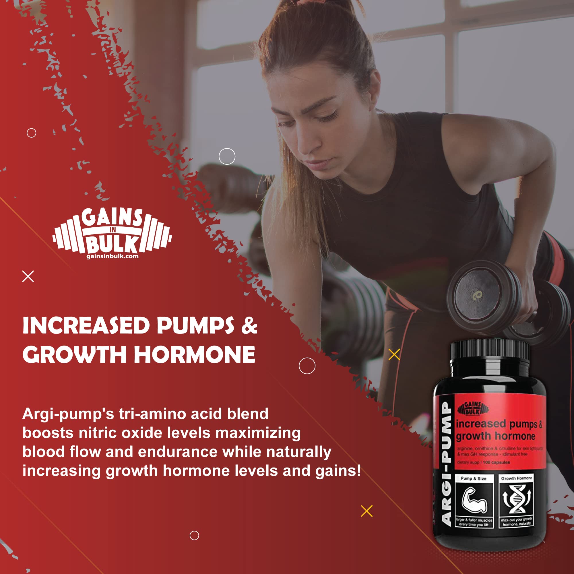 Gains in Bulk, Argi Pump, L-Arginine Nitric Oxide Booster with L-Citrulline and L-Ornithine GAINS IN BULK GAINSINBULK.COM Au supplements