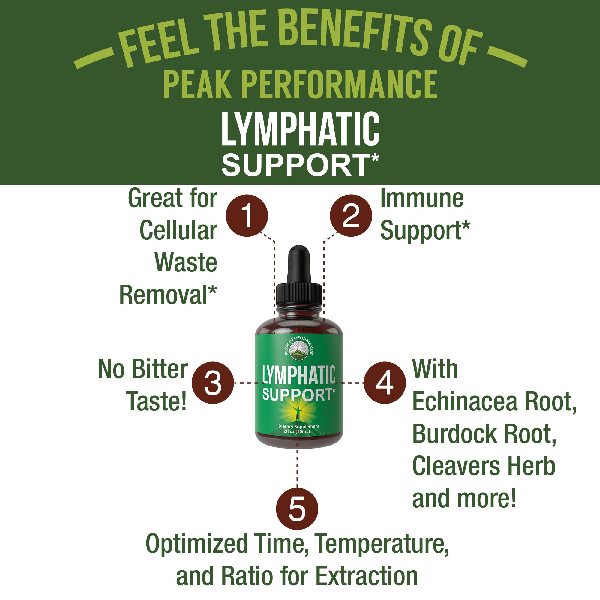 Lymphatic Drainage Drops. Sugar Free 7-in-1 Lymph Detox and Cleanse Support. Vegan Supplement with Echinacea, Red Clover Blossom, Burdock Root, Cleavers Herb, Licorice Root, and More! Peak Performance Au supplements