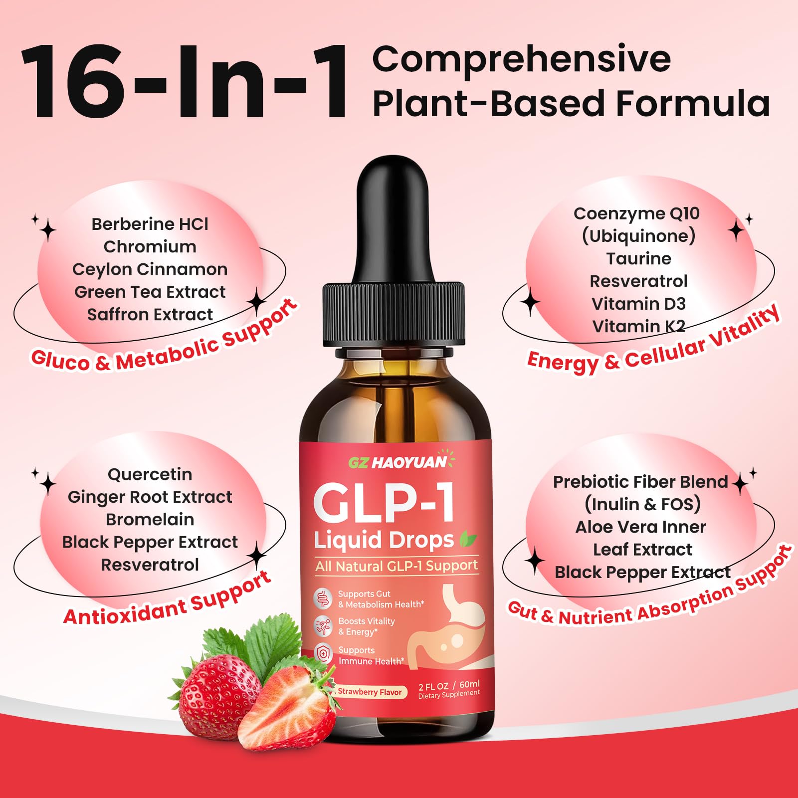 2 Pack GLP-1 Supplement, 16-in-1 GLP-1 Liquid Drops with Berberine, Ceylon Cinnamon, Green Tea, Chromium & Resveratrol, Naturally GLP 1 Support for Metabolism, Gut Digestion, Stawberry Flavor, 4 Fl Oz GZ HAOYUAN Au supplements