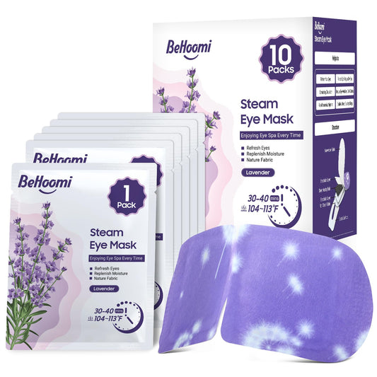 BeHoomi Steam Eye Mask, 10 Packs Heated Eye Mask, Self Heating Disposable SPA Warm Compress for Eyes Sleep Mask, Travel Essentials BeHoomiUS supplements