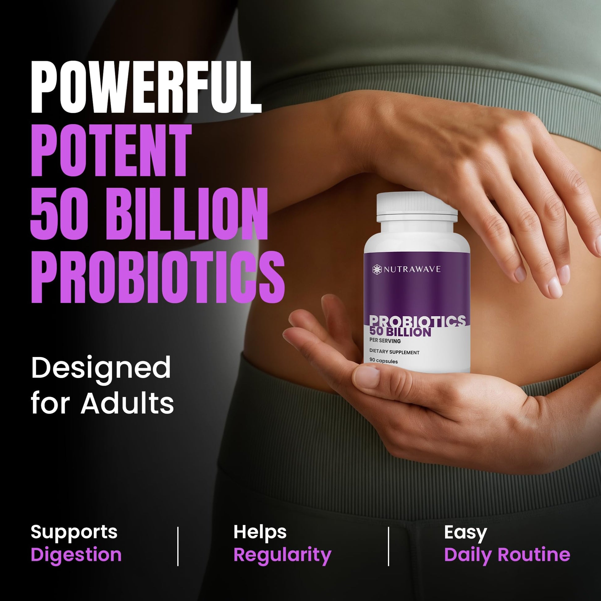 Nutrawave 50 Billion Probiotics for Women & Men, 15 Strains Active Culture. Relieves Bloating & Constipation, Improved Digestion & Gut Health Supplement, Vegan. 60 Powerful Small Capsules. Nutra Wave Au supplements