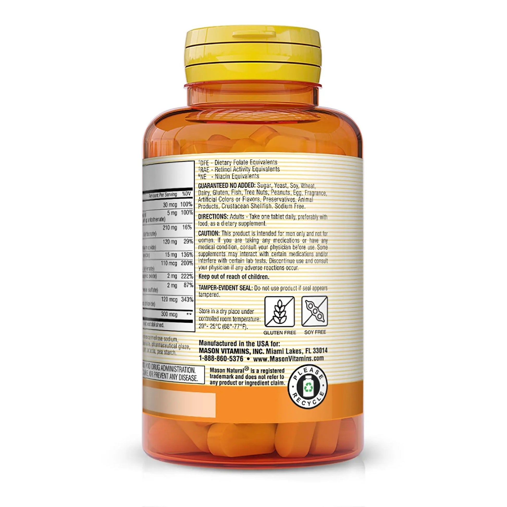 MASON NATURAL, Mens Daily Formula Equivalent to One a Day Mens Brand Tablets - 100 ea MASON NATURAL Au supplements