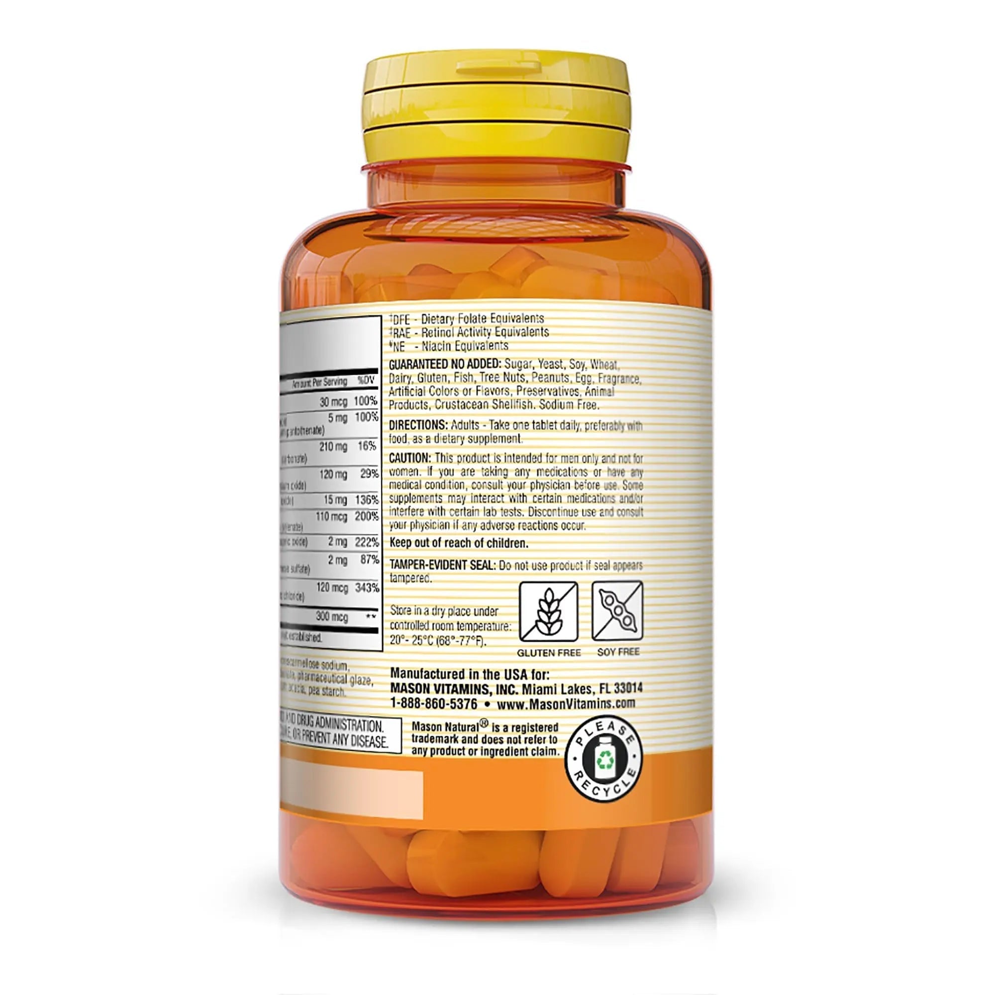 MASON NATURAL, Mens Daily Formula Equivalent to One a Day Mens Brand Tablets - 100 ea MASON NATURAL Au supplements
