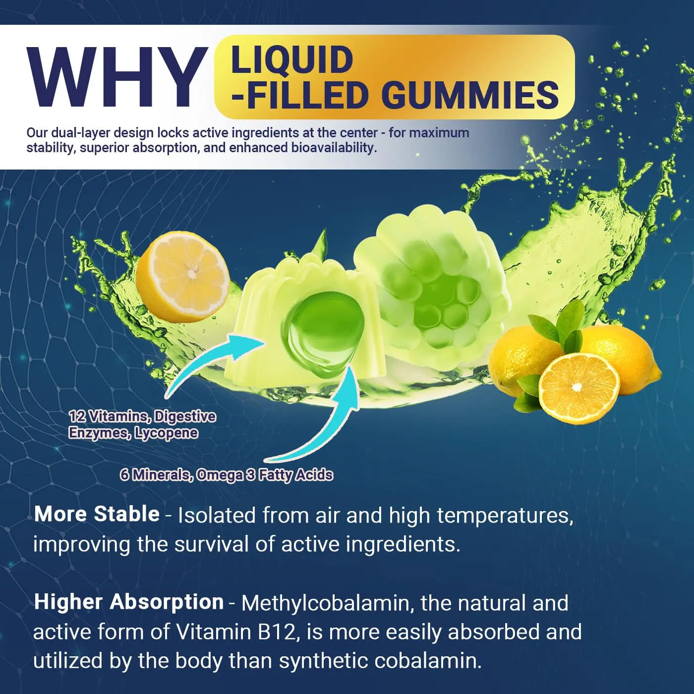 Mens Multivitamins Gummies, Methylated Multivitamin with Vitamins A C D K E, B Complex, Omega-3, Digestive Enzymes, Lycopene Wiszeen Au supplements