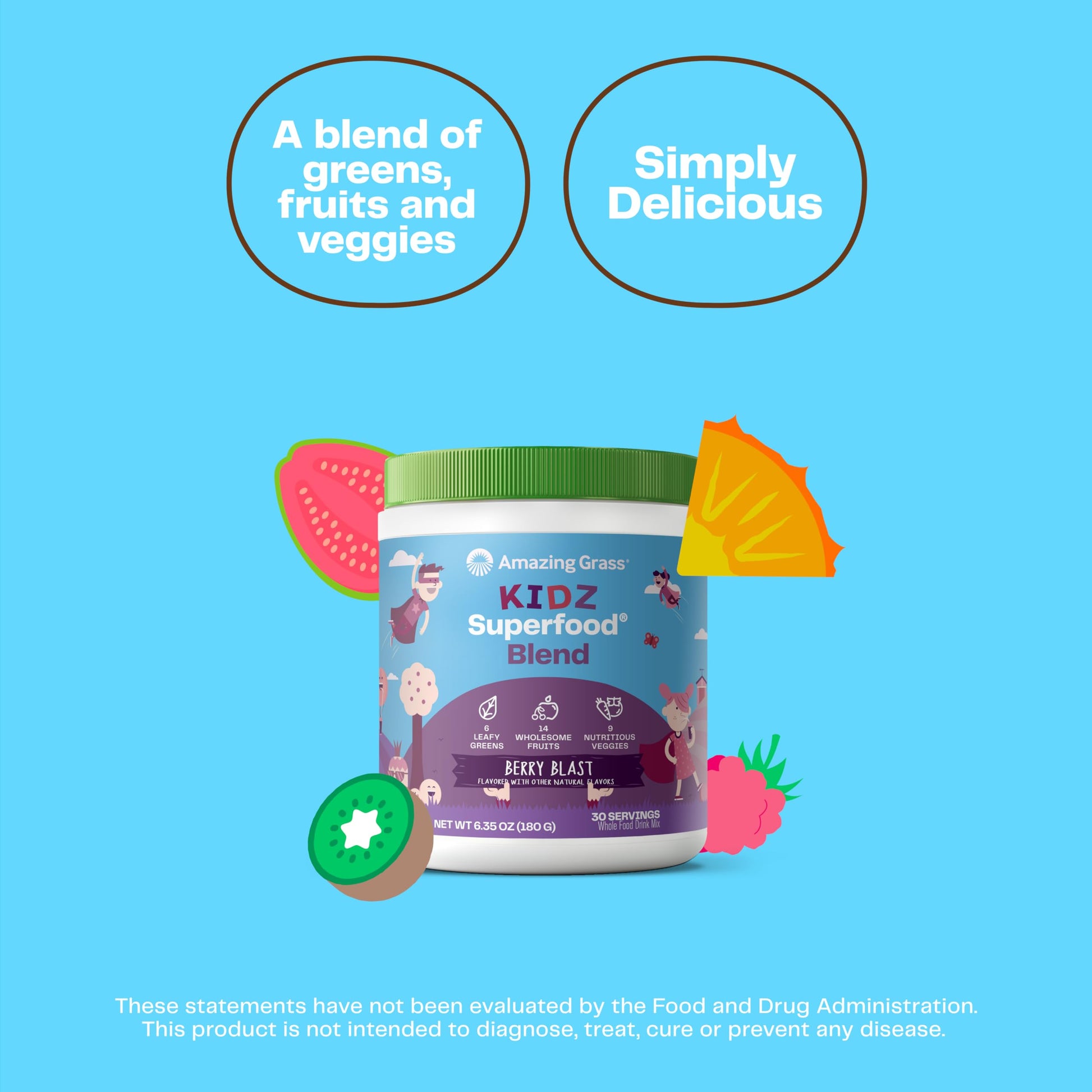 Amazing Grass Kidz Superfood: Organic Greens, Fruits, Veggies, Beet Root Powder & Probiotics for Healthy Kids, Berry Blast, 30 Servings Amazing Grass Au supplements