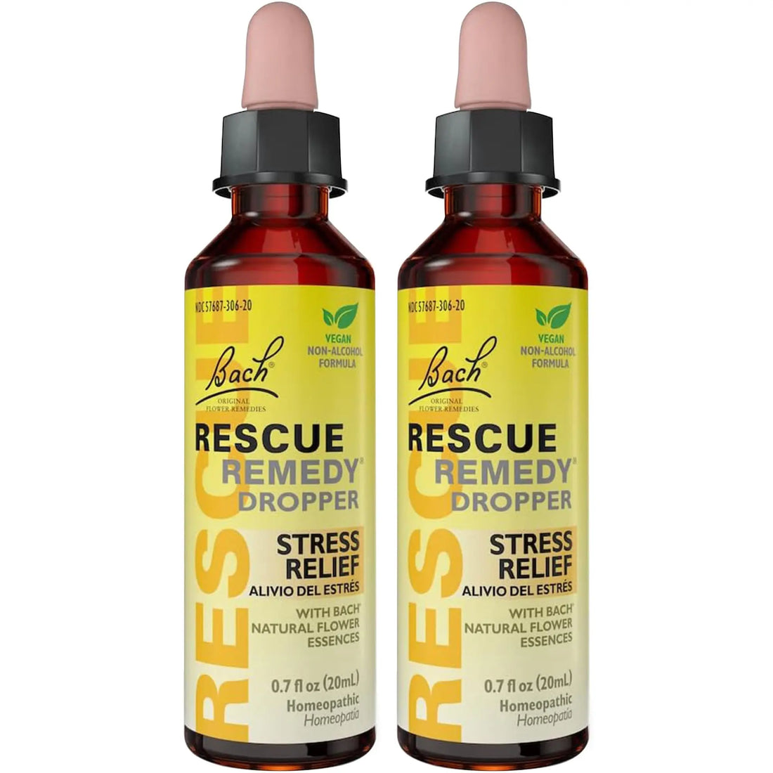 Bach RESCUE Remedy Dropper 20mL Bundle, Non-Alcohol Formula, Natural Stress Relief, Homeopathic RESCUE uk supplements